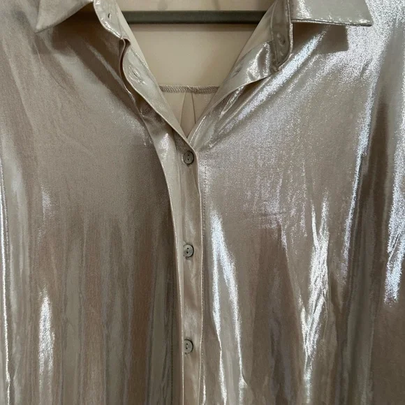Anthropologie The Gillian Liquid Shine Button Down Shirt, Size XL - Picture 4 of 9